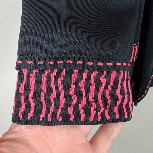 Ming Wang Cardigan Jacket Womens XL‎ Black Coral Pink Open Front Knit 3/4 Sleeve - Picture 5 of 10